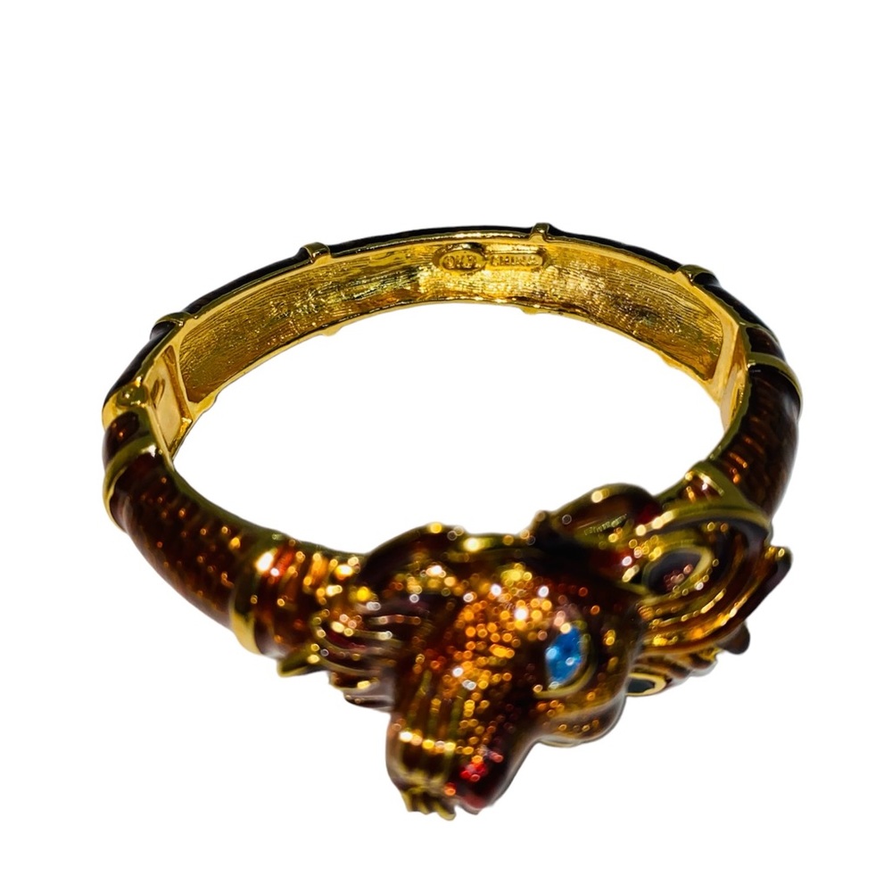 RARE VINTAGE KENNETH JAY LANE(KJL) LION HEAD CLAMPER BRACELET - Picture 5 of 7